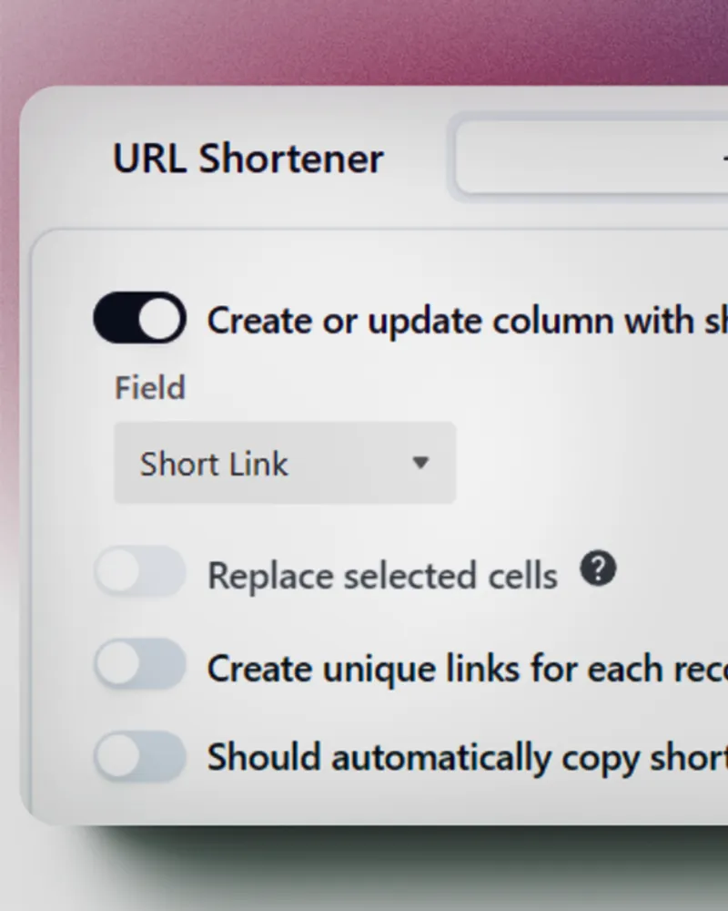 Airtable URL Shortener Preview