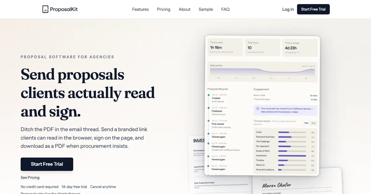 ProposalKit.io landing page