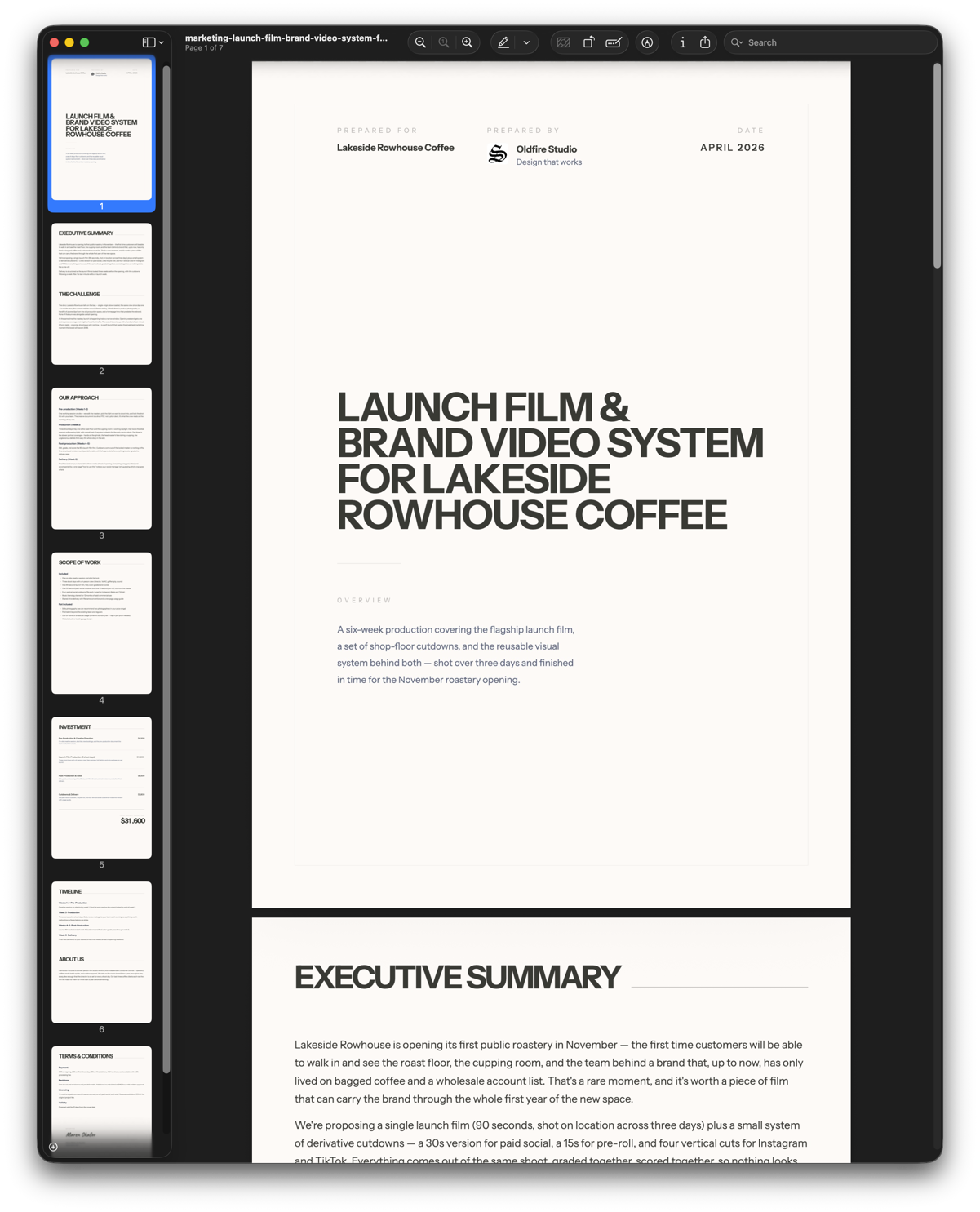 ProposalKit.io PDF export of an agency proposal