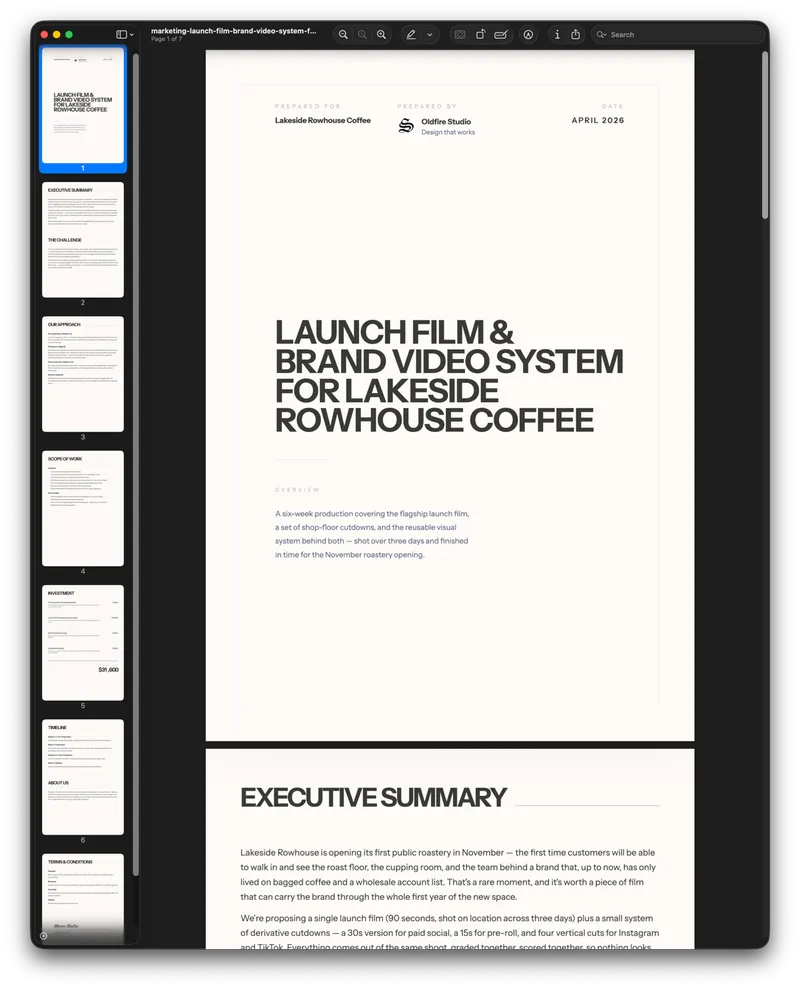 ProposalKit.io PDF export of an agency proposal
